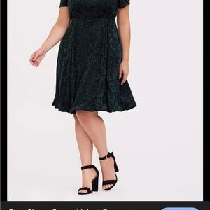Dark Green Lace Fit-and-Flare Dress